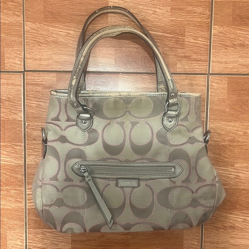 Coach Brown and Pink Shoulder Bag with Signature Style F1390-F23940